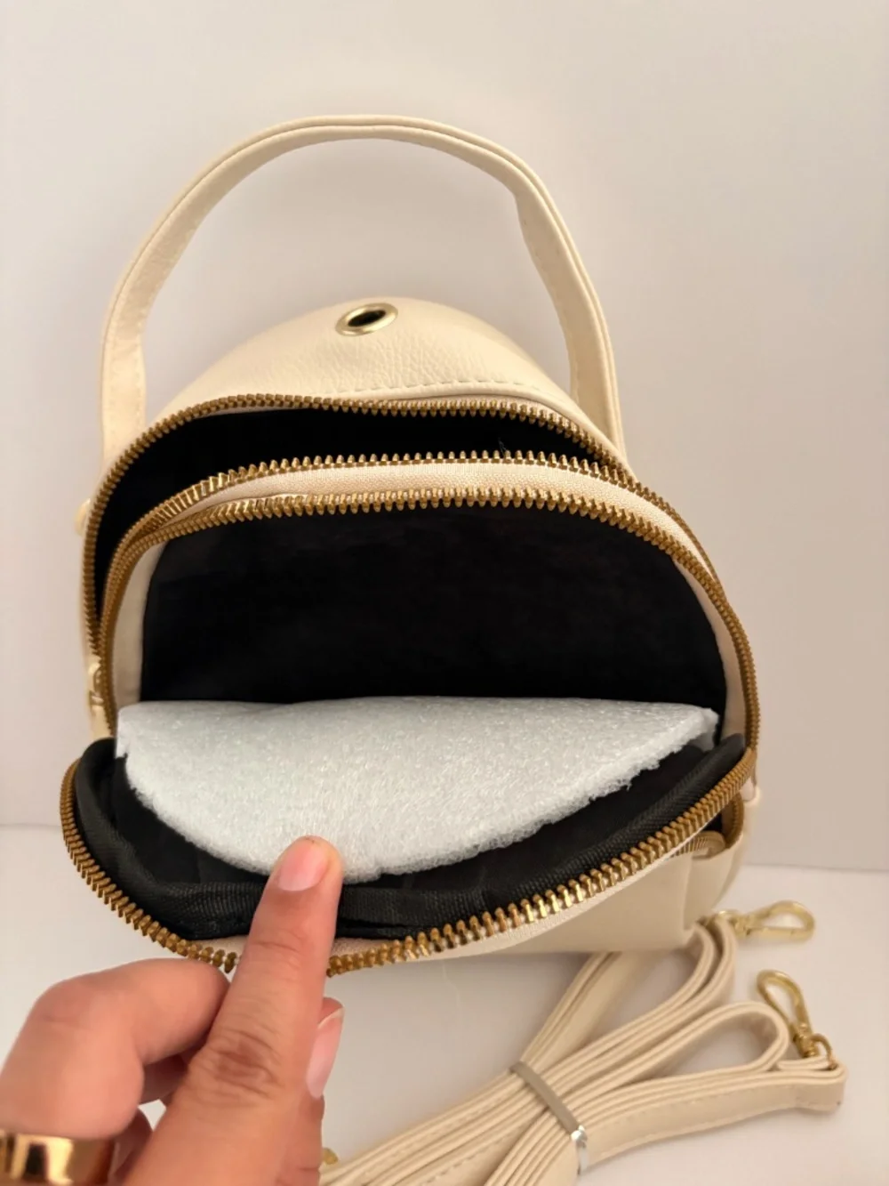 Cream Bee Embellished Convertible Backpack Purse